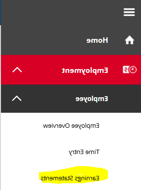 Earning Statement link found under Employment in GaelXpress 2.0